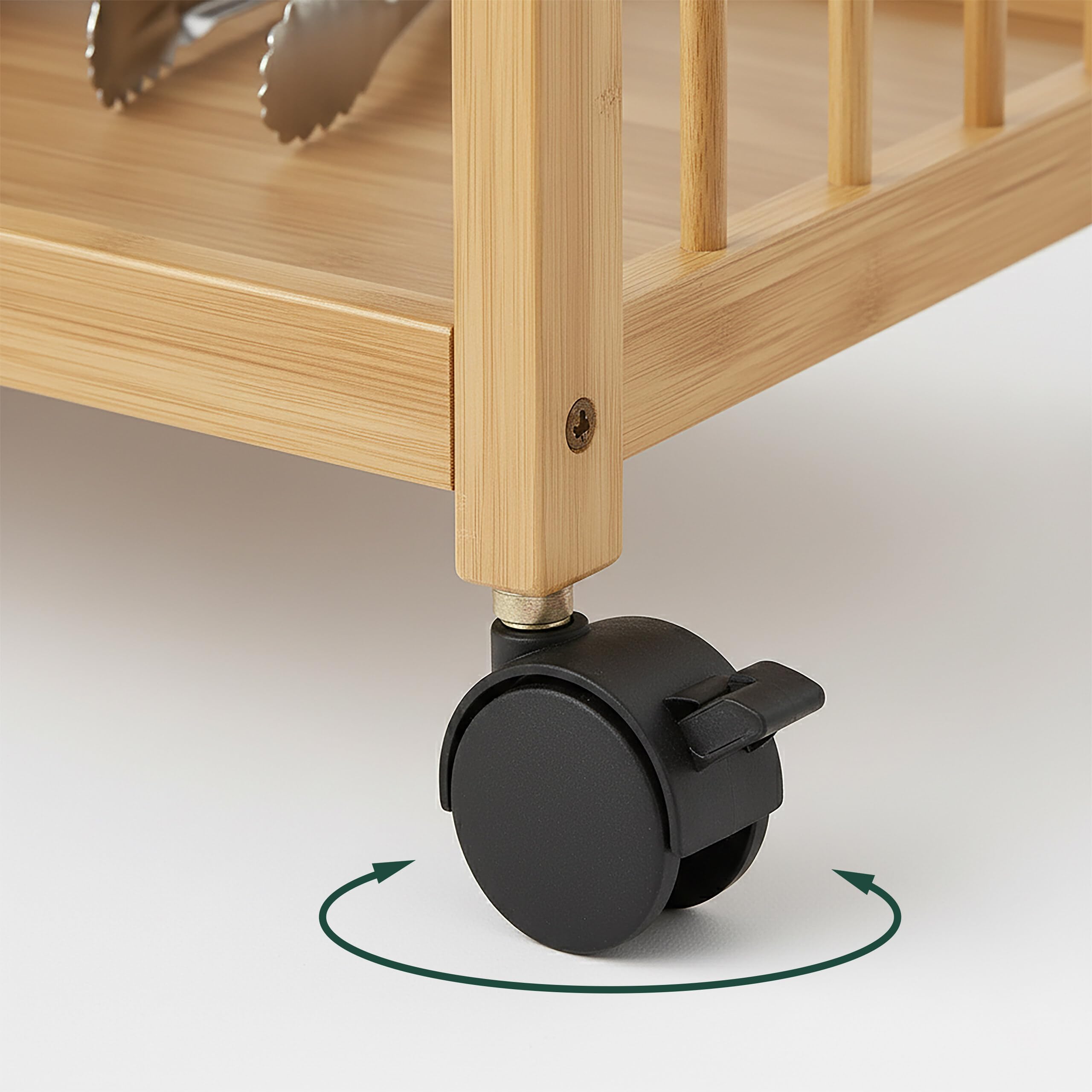 Carrello da Cucina Relaxdays, bambù, 3 Ripiani, per spezie e Alimenti, H x L x P: 80 x 53 x 30 cm, Carrello Naturale