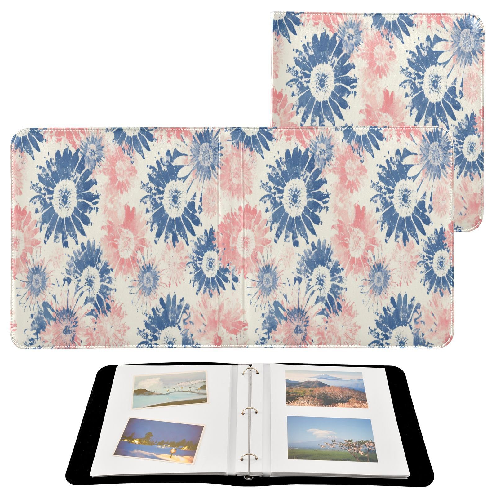 Kigai Tie Dye Photo Album Self Adhesive Scrapbook Album Leather Cover DIY Picture Scrap Book with 20 Adhesive Sheets, 11.8x24x0.8 inch