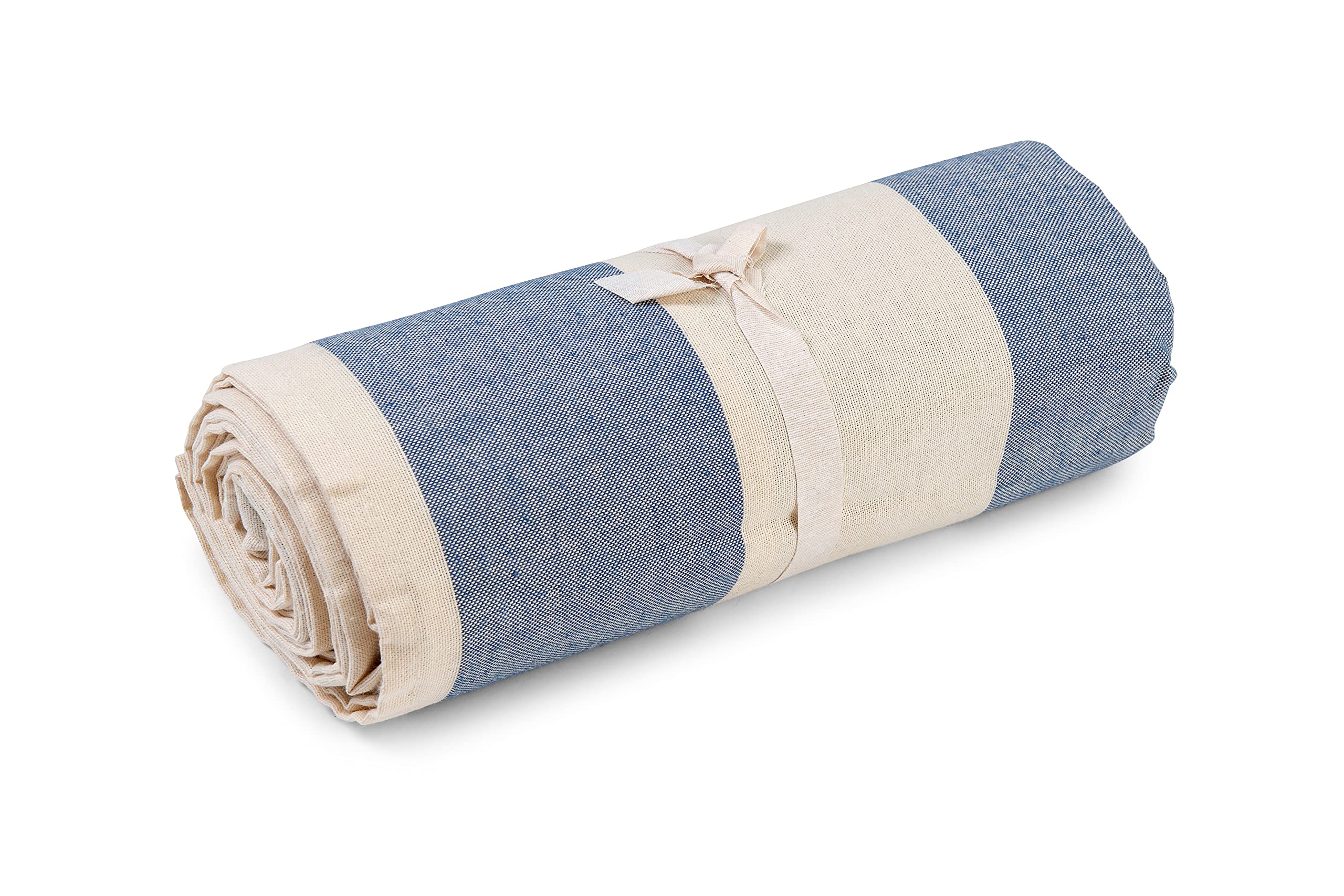 HomeLife - Telo Copridivano Copritutto Copriletto Matrimoniale Cotone Panama | Made in Italy | Telo Arredo Granfoulard Gran Foulard Traspirante Primavera Estate 260x280 cm | Righe Grandi - Blu Scuro