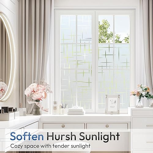 Miniatura 8 de rabbitgoo Película de privacidad para ventana, película de vidrio esmerilado, adherencia estática, bloqueo solar, cubierta de ventana para el hogar,