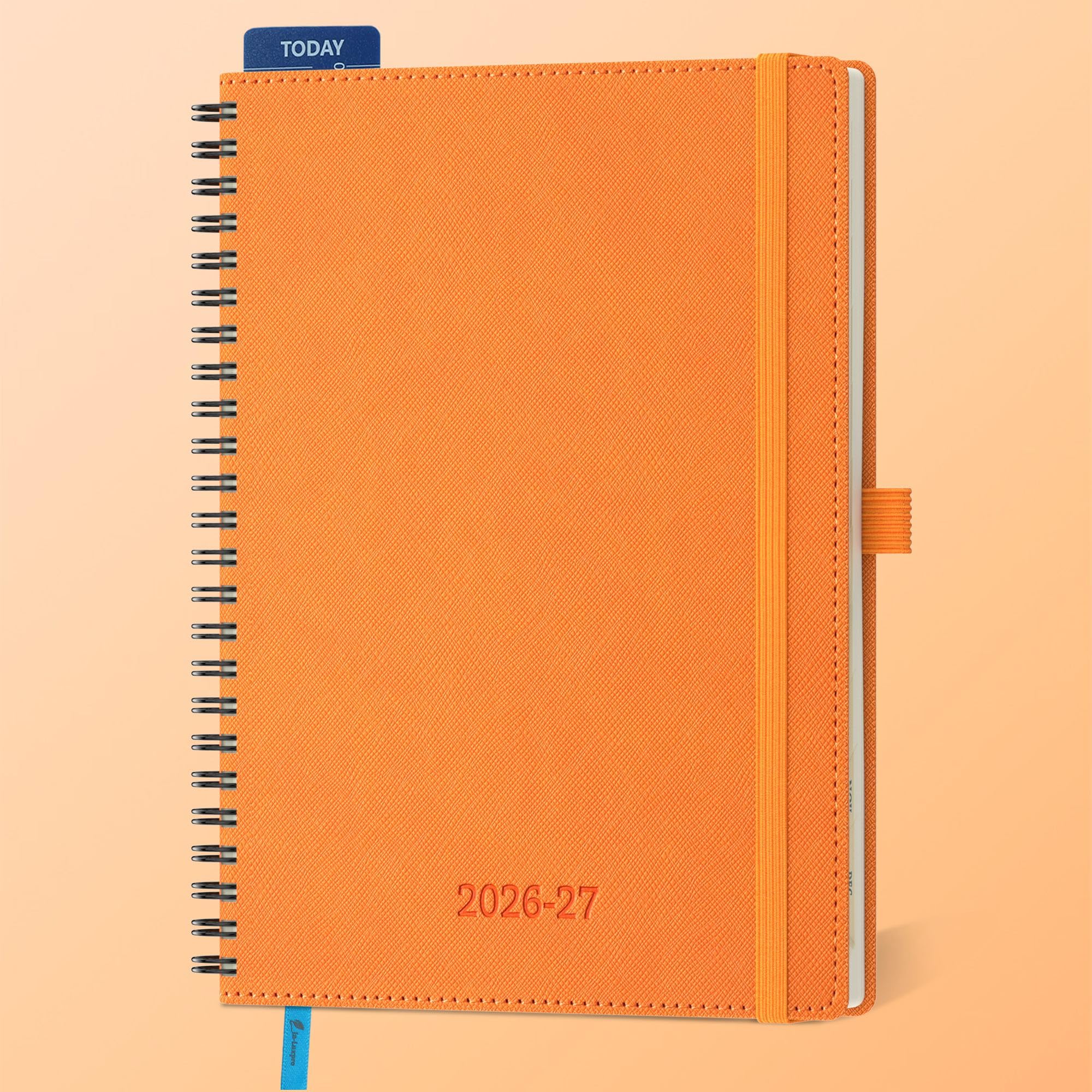 IN-LUXPRO Academic Diary 2026-2027: A5 Week to View (21.9x16.2 cm) 18 Months(Jul'26 - Dec'27) Spiral Weekly & Monthly Planner with Month Tabs & Inner Pocket, Expenses/Note Pages, PU Leather Orange