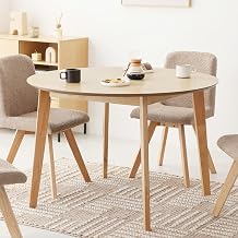 VENTOTA Round Dining Table, Diameter 43.3 inches (110 cm), Side Table, Work Bench, Dining Table, Living Room, Computer Desk, Multi-functional, Scandinavian Style, Round, Morc (Natural)