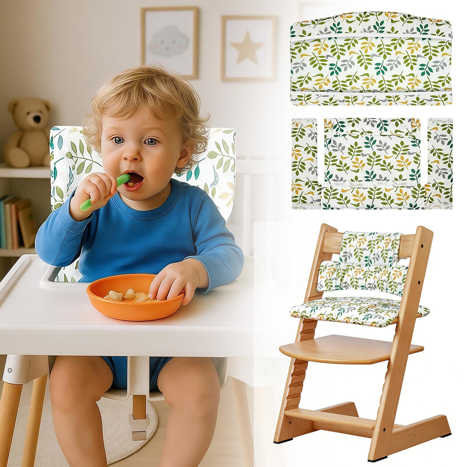HBSFBH Tripp Trapp sitzkissen, Hochstuhl Sitzkissen Set, Sitzkissen für Stokke Tripp Trapp Hochstuhl, Abnehmbar Weiches Sitzkissen für Säuglinge, Weiches Hochstuhlkissen Sitzbezug, Hochstuhlauflage