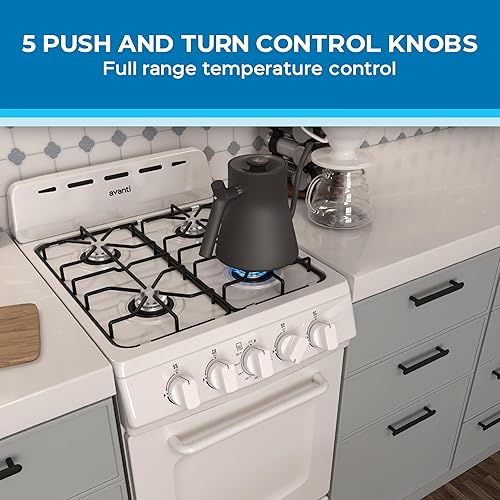 Miniatura 5 de Avanti GRO20P0W - Horno de cocina de gas compacto con diseño independiente, 4 quemadores con encendido electrónico, 2.1 pies cúbicos. Capacidad con