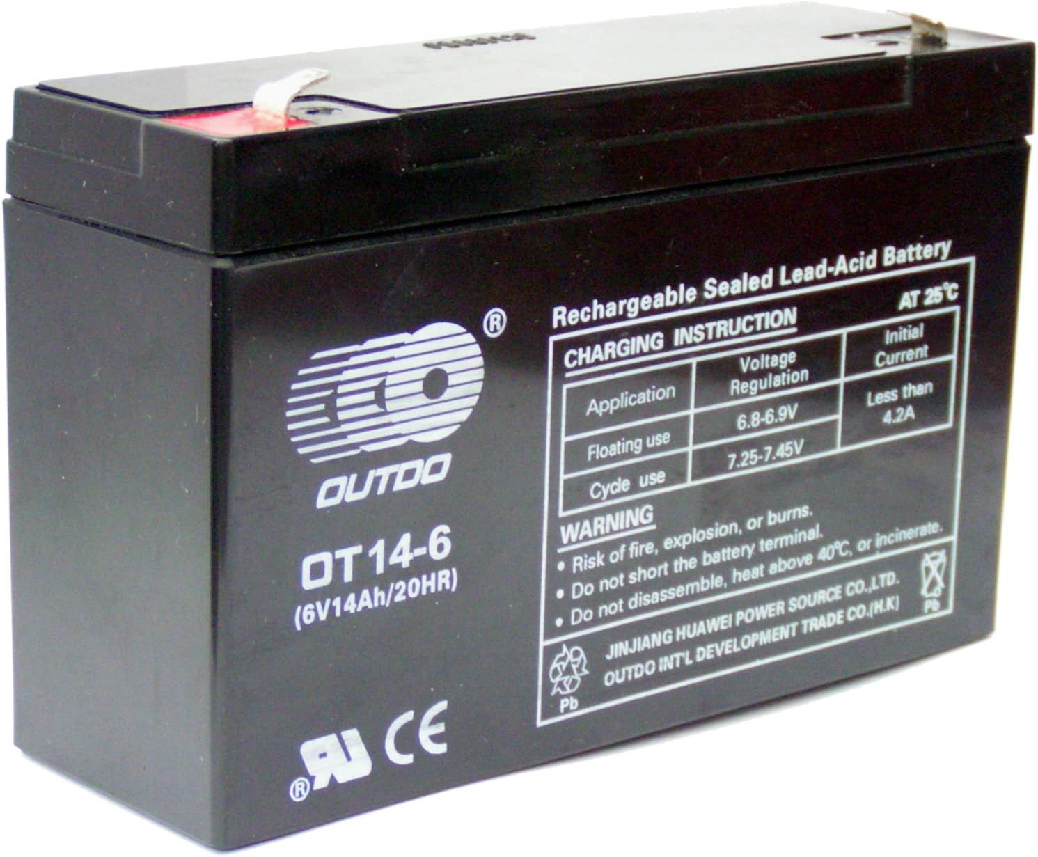 6v Rechargeable Sealed Lead Acid - AGM - VRLA Battery (6V 14Ah)