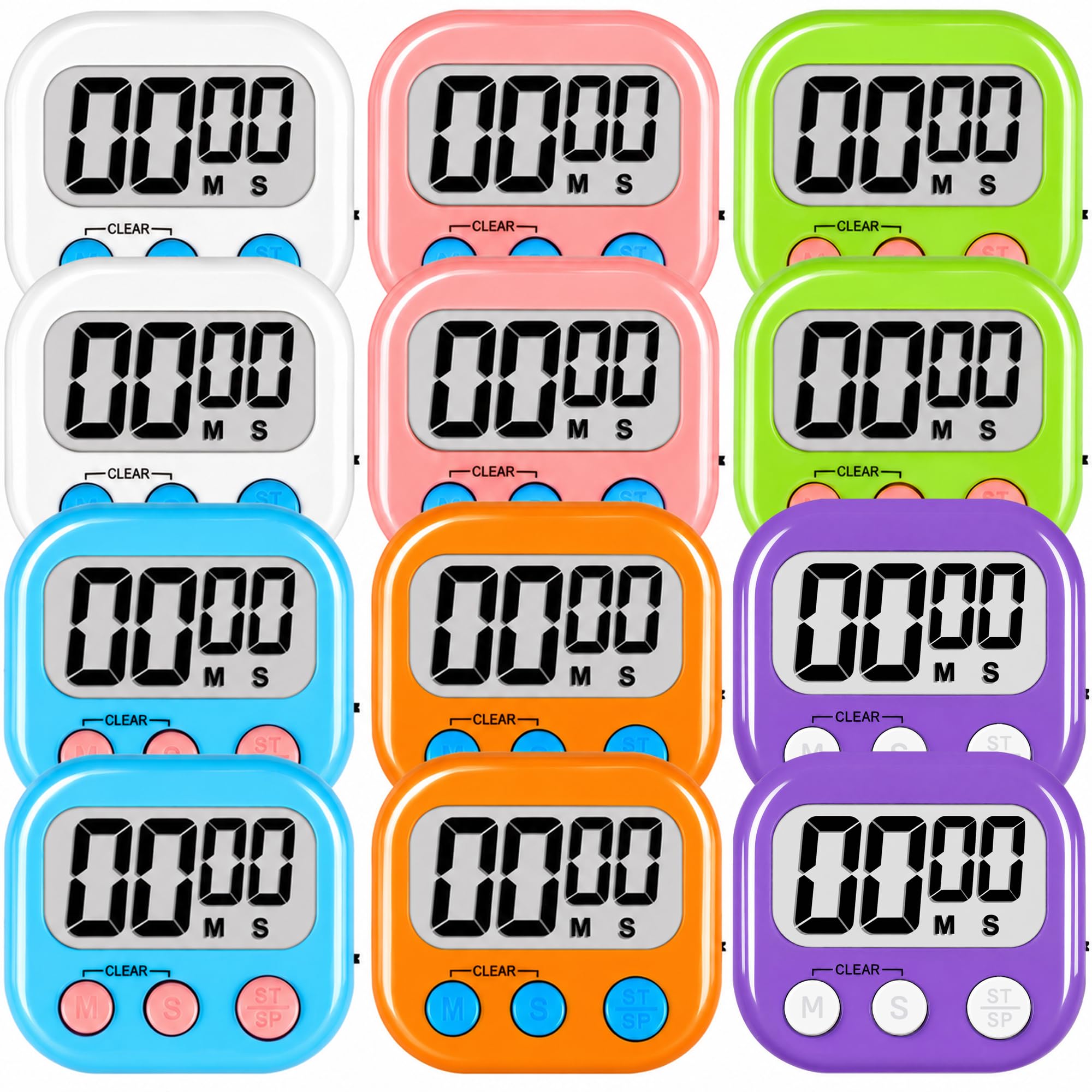 ZILLEEN Klassenzimmer-Timer für Kinder, Klassenzimmer, magnetisch, digital, Küchentimer zum Kochen, Lehrer, Fitnessstudio, Spiel, 12 Stück