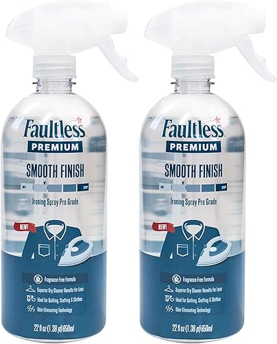 FAULTLESS Spray de almidón de acabado liso de 22 onzas, paquete de 2 bombas de gatillo de almidón líquido para planchar, espray sin aerosol sobre