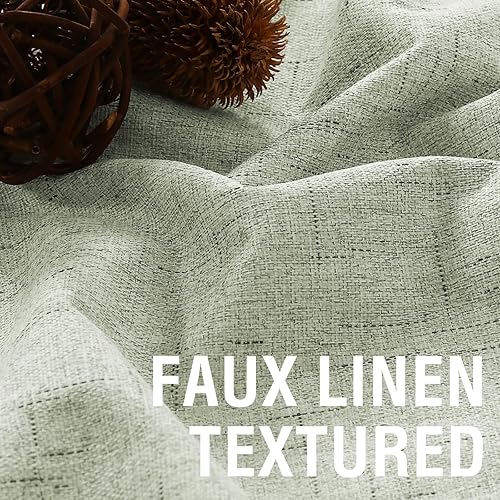 Miniatura 3 de H.VERSAILTEX Cortinas 100% opacas de salvia navideña para dormitorio, textura de lino, 84 pulgadas de largo, cortinas completas para sala de estar,