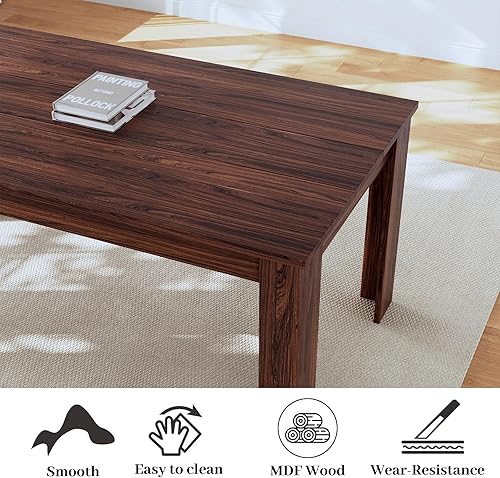 Miniatura 3 de Juego de Mesa de Comedor de 62.9" para 6, Juego de Mesa de Cocina de Tablero MDF con 6 Sillas de Comedor de Tela, Juego de Mesa de Cocina y Comedor