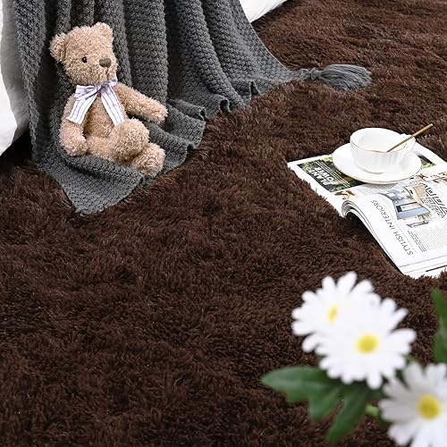 Miniatura 5 de Alfombra de dormitorio gris de 4 x 6 pies, esponjosa para dormitorio, alfombra suave, alfombra de área grande, alfombra lavable y antideslizante,