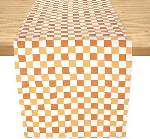 Folkulture Camino de mesa de 72 pulgadas de largo, 100% algodón, a rayas con borlas, naranja