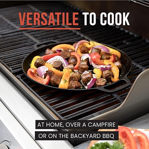 Miniatura 7 de Chef Pomodoro Sartén para pizza de hierro fundido, sartén de hierro fundido de 12 pulgadas con asas, sartén Dosa para Dosa Tawa Roti, sartén