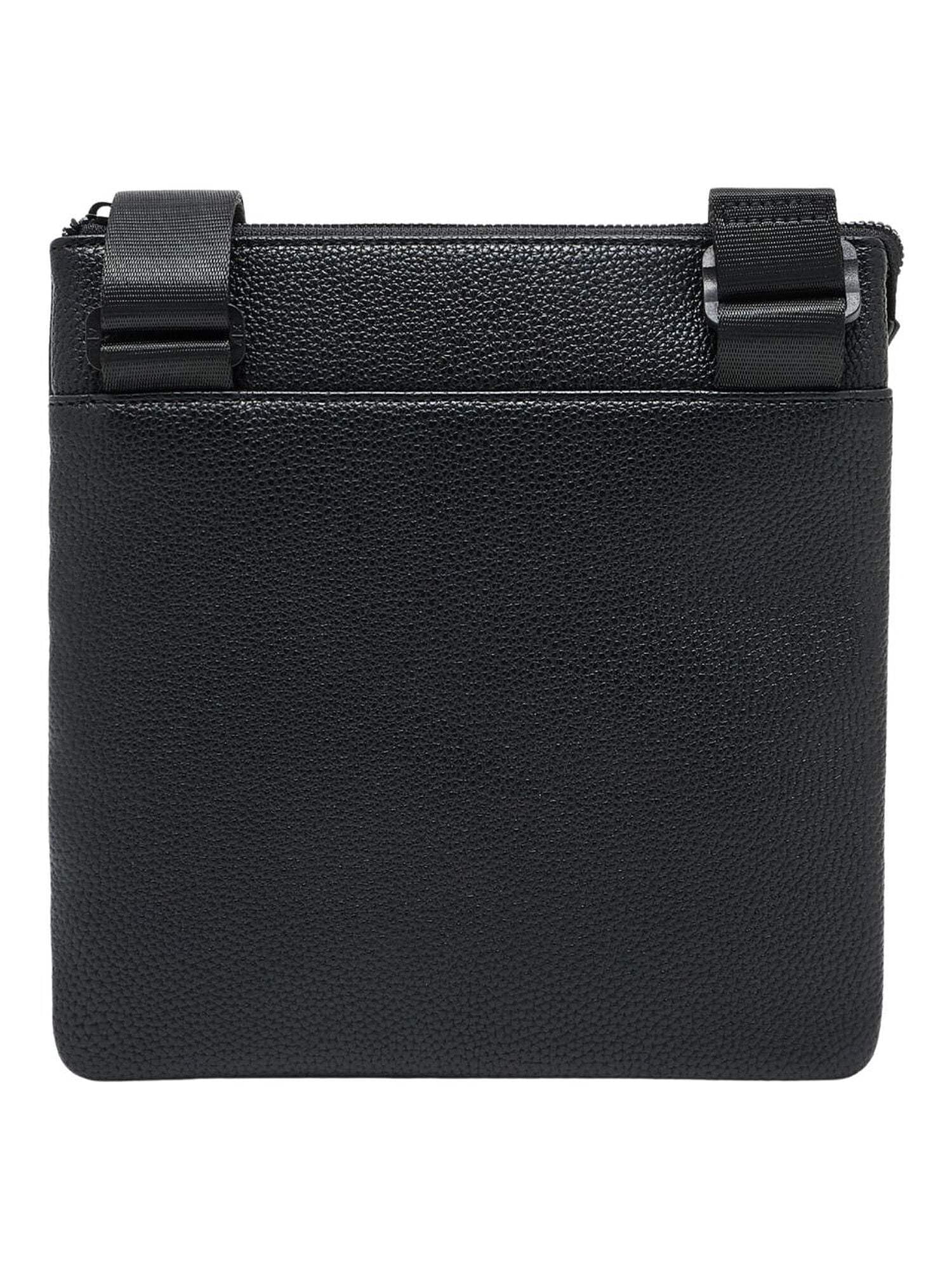 Armani Exchange Madrid, Sustainable, Embossed Logo, Crossbody Pieghevole Uomo, Nero, Taglia Unica