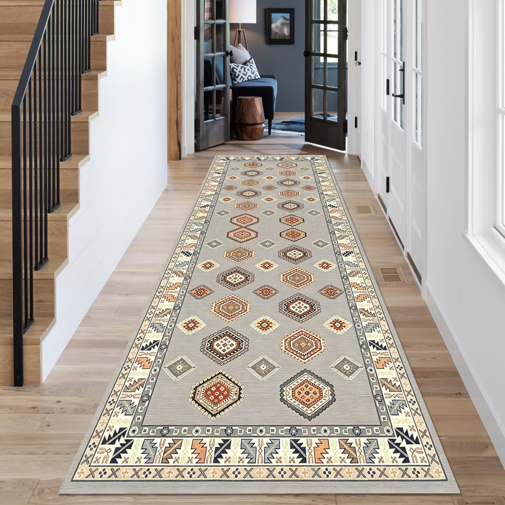 Długi chodnik do korytarza, antypoślizgowy, 70 x 400 cm, chodnik kuchenny do kuchni, nadaje się do prania, dywan na korytarz, dywan zatrzymujący brud, do wejścia, salonu, sypialni