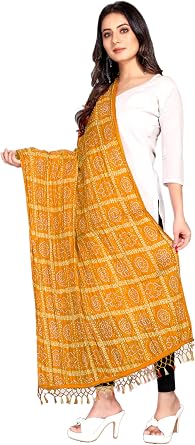 Chandrakala Bandhani Dupattas for Women Soft Lightweight Dupatta Shawl Scarf Wrap Chunni D273-P