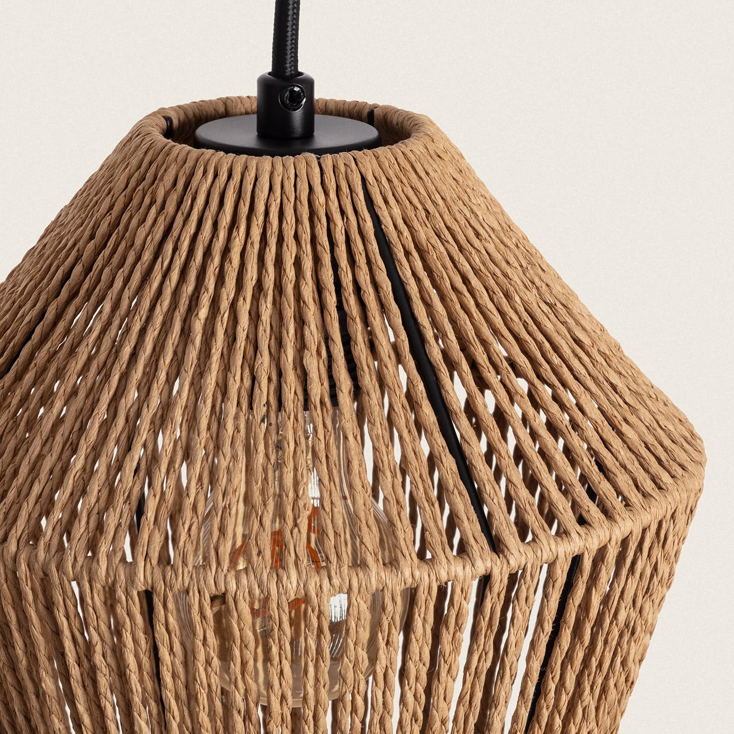 LEDKIA Lámpara Colgante Papel Trenzado Kirito 3 Focos Natural | CasquilloE27