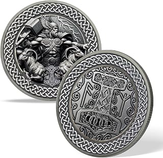 Imasoner Thor Viking Challenge Coin – Norse God with Mjölnir & Runes, Symbol of Strength, Protection & Inspiration Gift