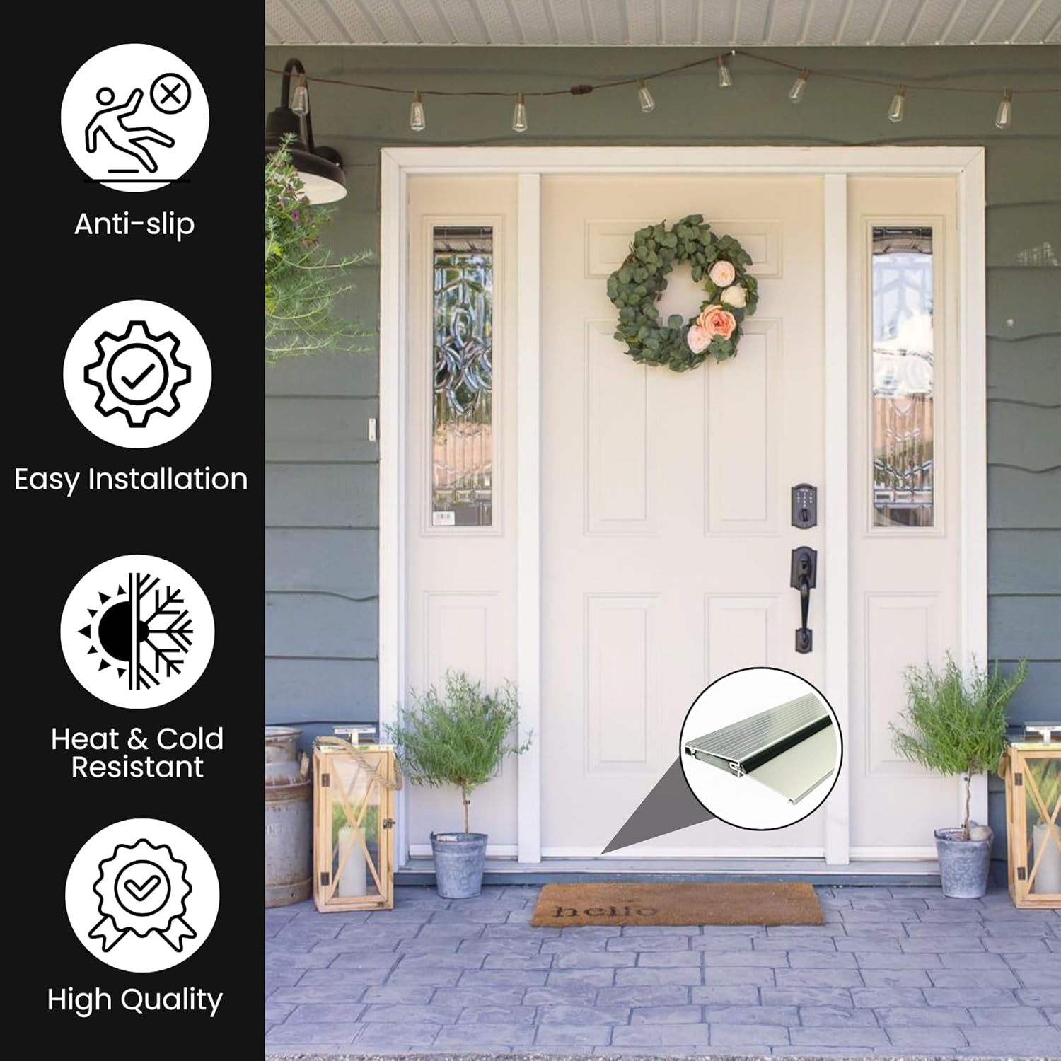 KC Hardware Exterior Door Threshold 5 5/16" Outdoor Swing Threshold Heavy Duty Adjustable Aluminum Door Sill Pan for Weatherproof & Easy Install for Residential/Commercial Use - 36"(Mill)