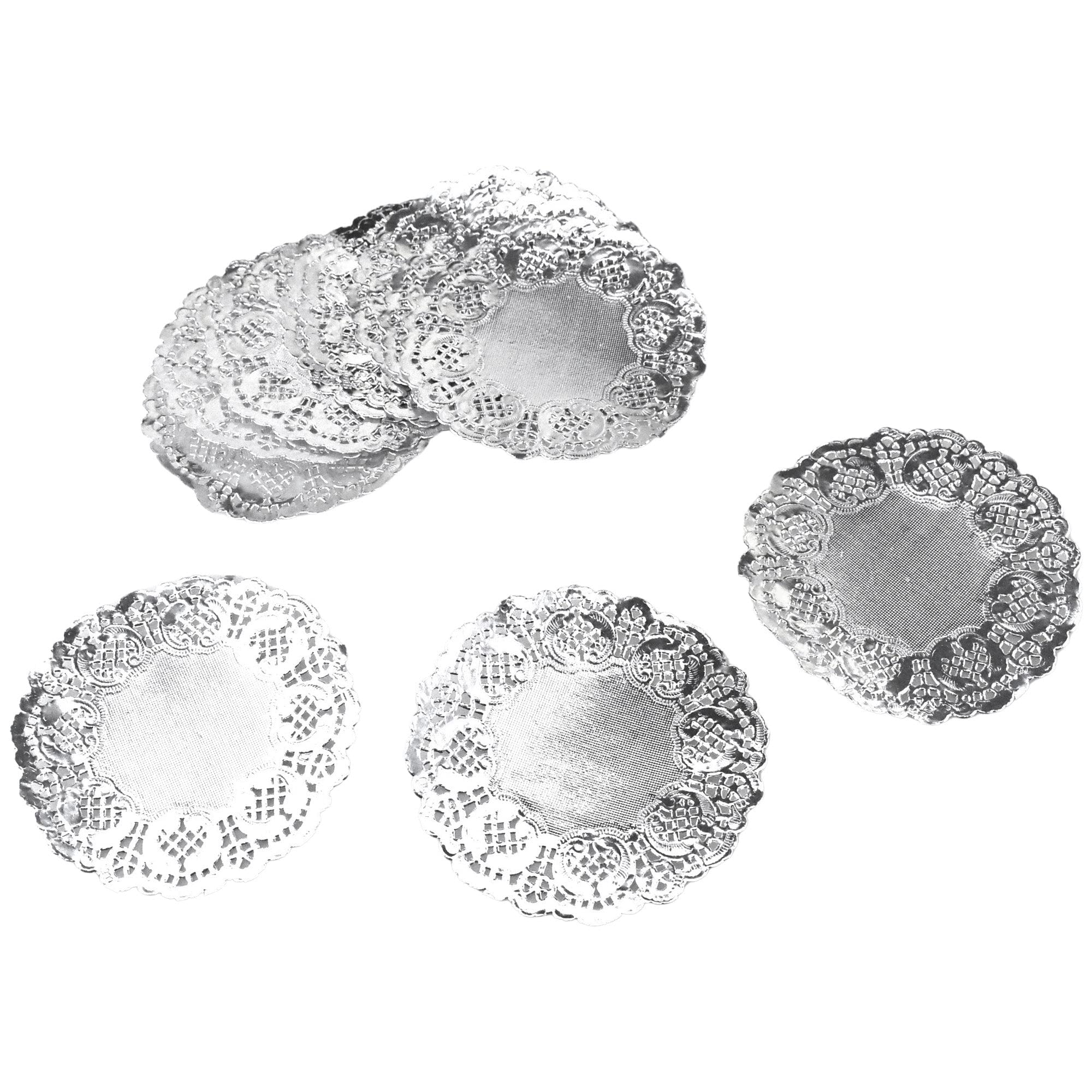 Homeford Round Paper Lace Doilies, 4-1/2-Inch, 30-Count - Silver