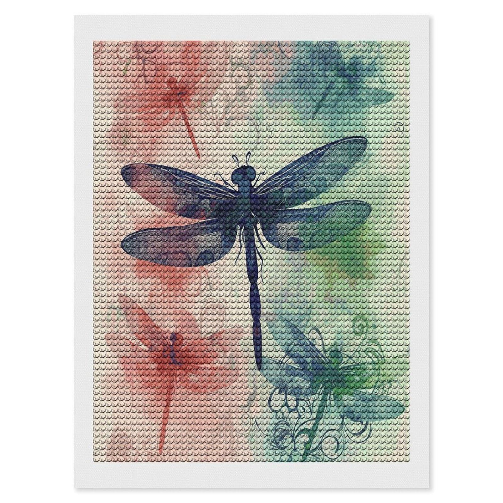 JTREHY Modern Dragonfly Diamond Art Kits Personalized DIY Round Diamond Painting Kits for Beginner Full Drill Diamonds Dots Paintings for Adults Gem Art Crafts Home Decor