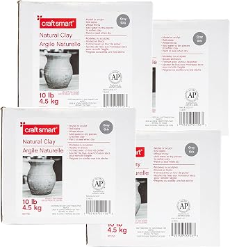 Craft Smart 10lb Gray Natural Air-Dry Clay - Non-Toxic Clay for Hand Modeling, Sculpting, Pottery - Bulk 4 Pack