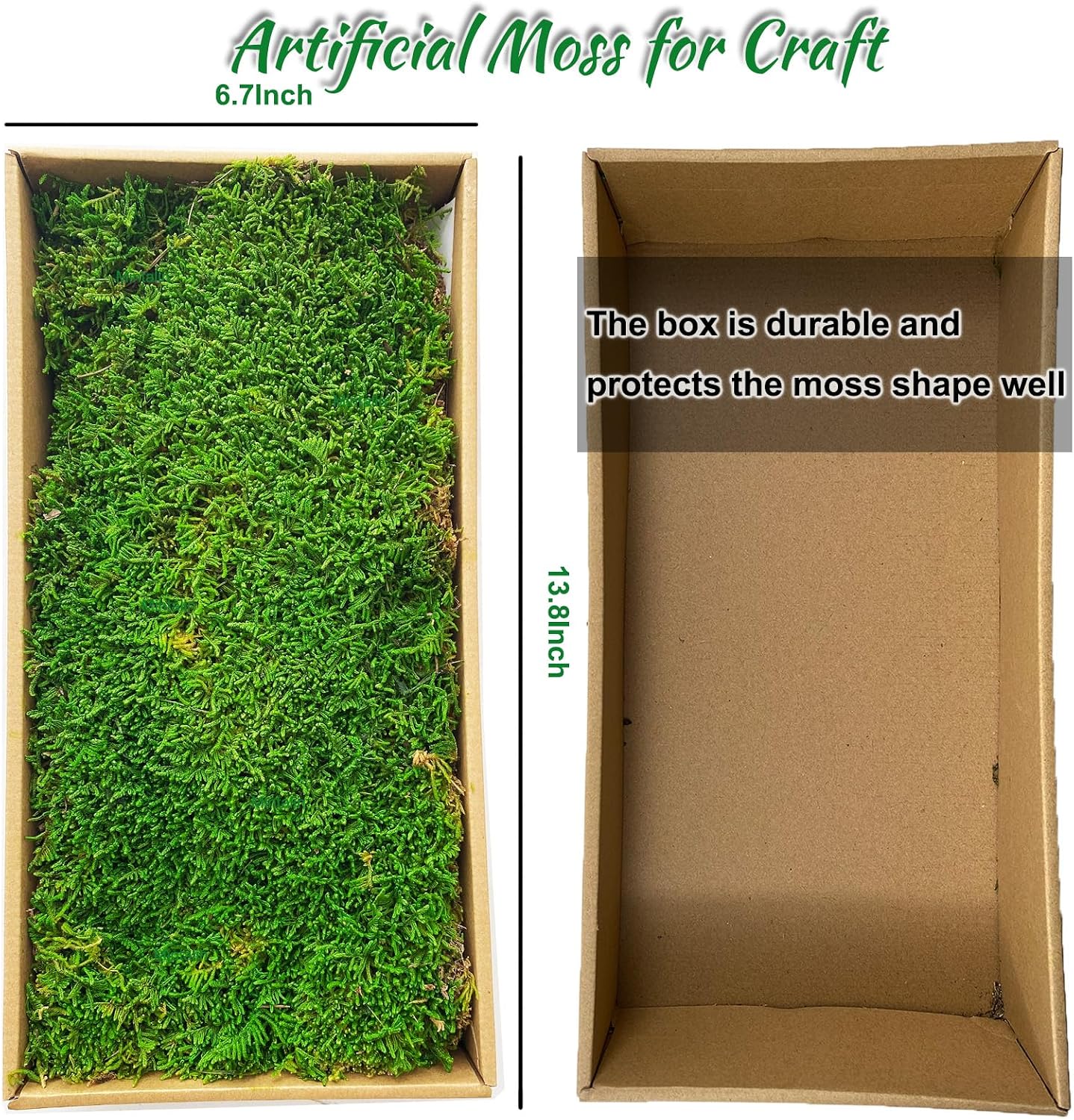 2pcs 7.1’*14.2’ Artificial Dried Sheet Moss Fake Moss Preserved Green Moss Mat for Plant Cover Moss Craft Arts Floral Wedding Decor Centerpiece Fairy Garden Decoration