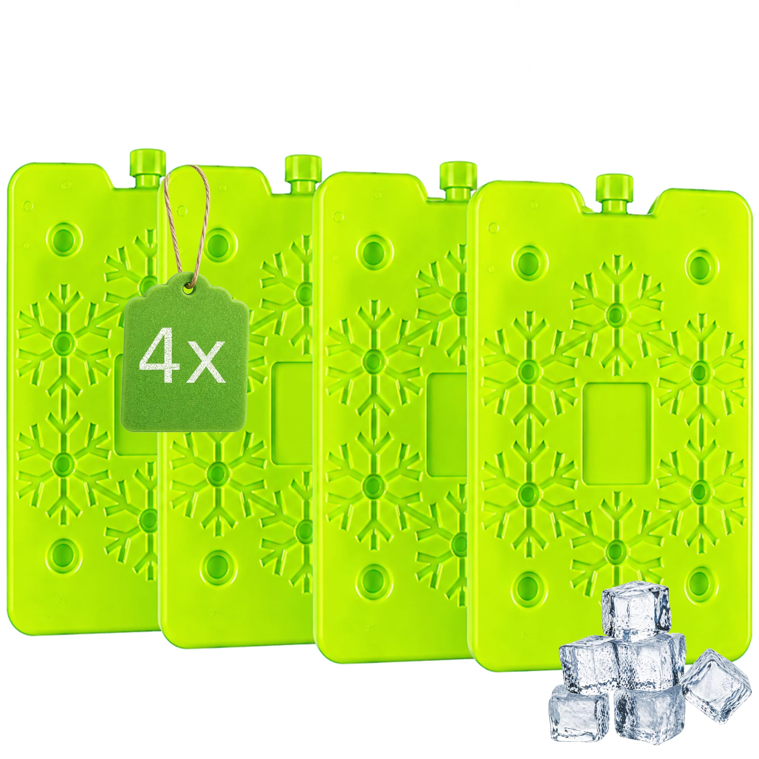 KRUMAD Zestaw wkładów chłodzących 4 x 200 ml, element chłodzący wielokrotnego użytku, długa wydajność chłodzenia, kompaktowy rozmiar 16 x 11 cm, do torby chłodzącej, lodówki