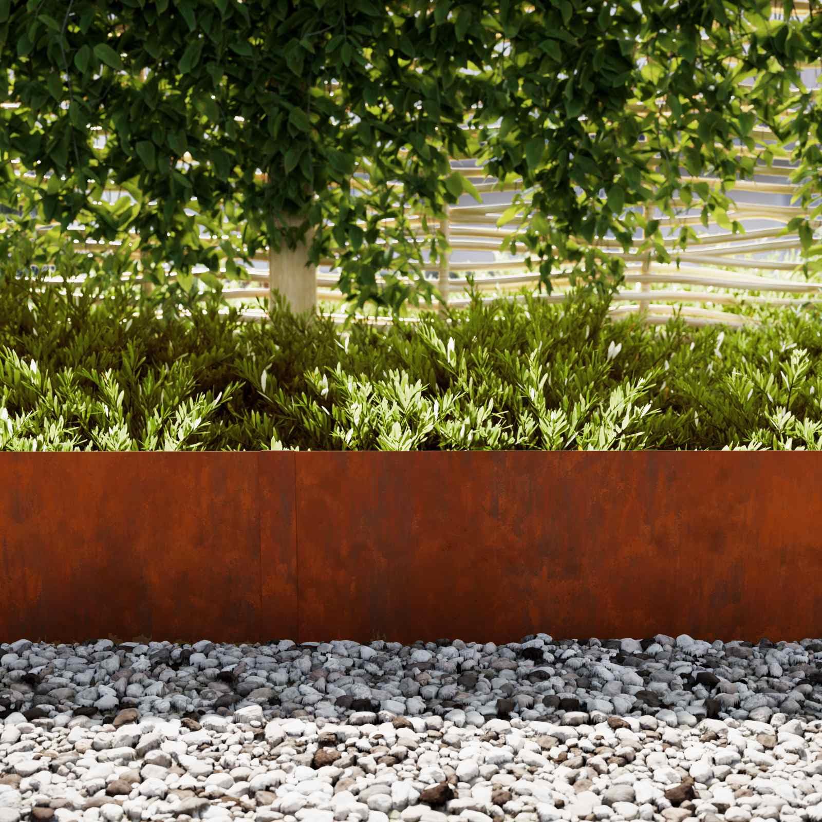 Lot de 50 bordures de pelouse rouillées - 100 x 0,05 x 30 cm - Bordure de jardin en matériau résistant aux intempéries pour une délimitation claire des parterres de fleurs et des chemins