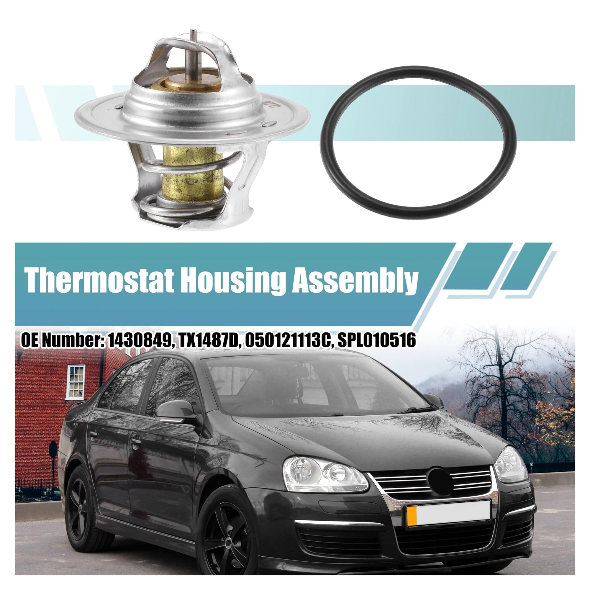 Dla VW Golf 1999 2000 2001 2002 2003 2004 2005 2006 1430849 Akcesoria Zestaw obudowy termostatu płynu chłodzącego silnika samochodowego