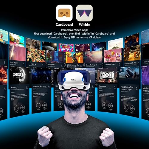 Miniatura 2 de Auriculares VR con controlador ajustable 3D VR Gafas de realidad virtual HD Blu-ray Protección para los ojos Soporte 5 7 pulgadas para