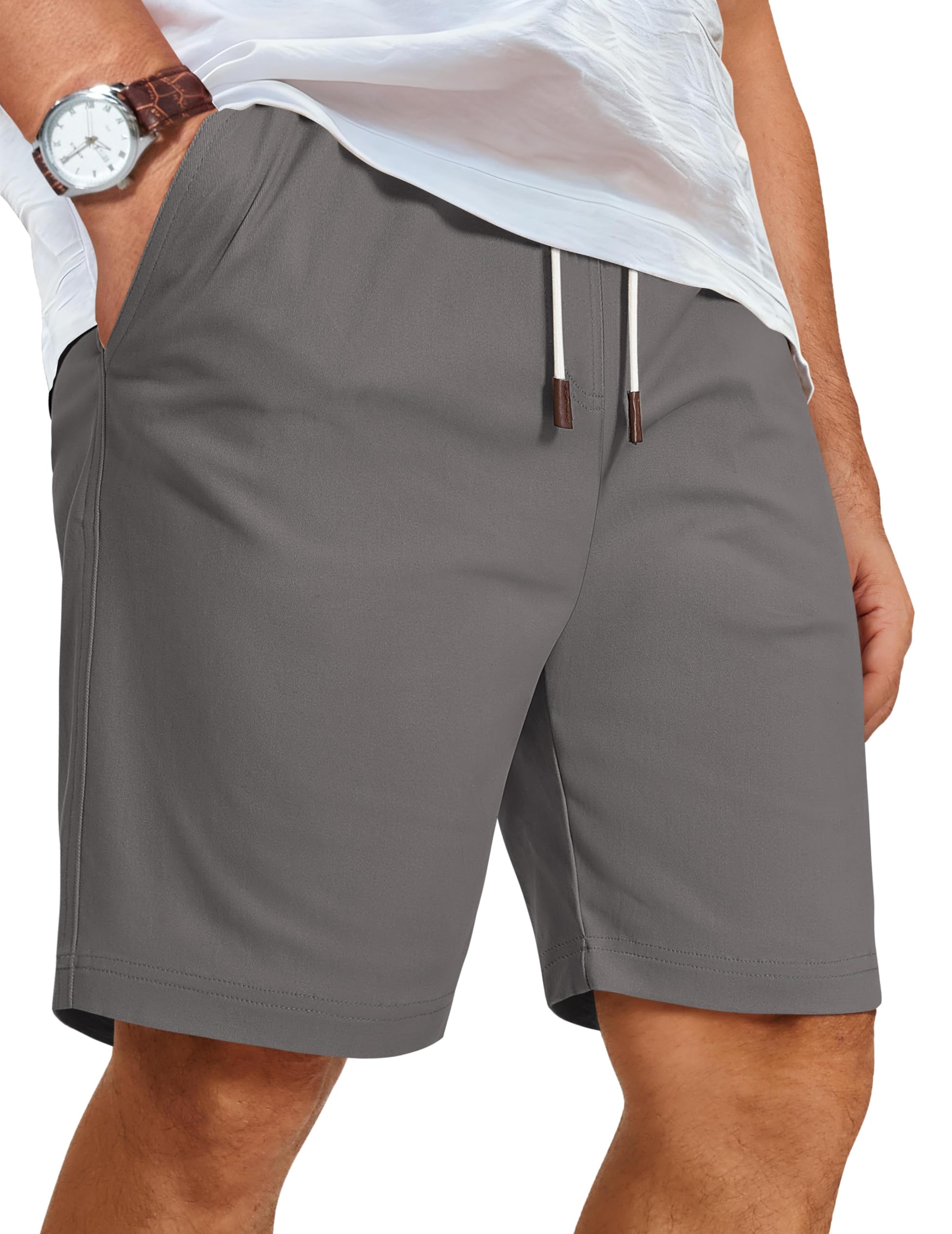 COOFANDY Mens Casual Shorts Cotton Elastic Waist Shorts Drawstring Summer Beach Shorts