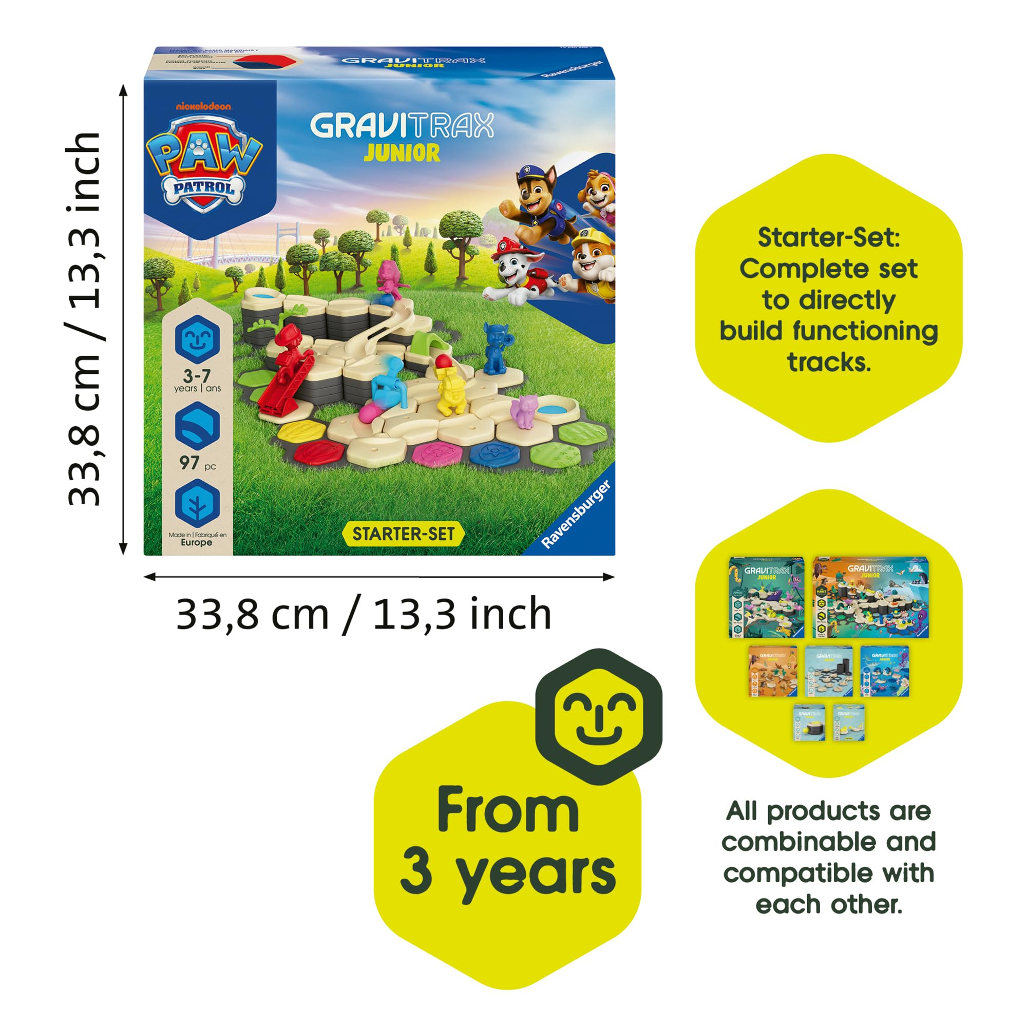 Ravensburger GraviTrax Junior PAW Patrol Starter-Set L 12020006 - Kugelbahn ab 3 Jahre - Murmelbahn und Konstruktionsspielzeug für Kinder - PAW Patrol Geschenk für Jungen und Mädchen