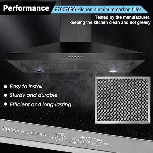 Miniatura 6 de 97007696 Filtro de carbón de repuesto para campana extractora 41F filtro de grasa 6105c 8-34 pulgadas x 10-12 pulgadas, filtro de carbón de carbón