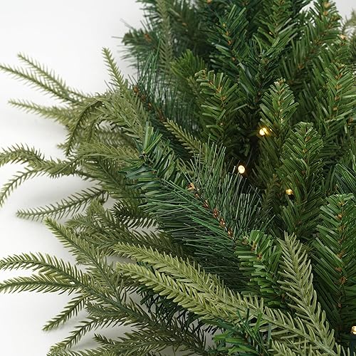 Miniatura 9 de Guirnalda de Navidad preiluminada de 9 pies con 50 luces LED, temporizador de decoración navideña con batería para escaleras, interiores y