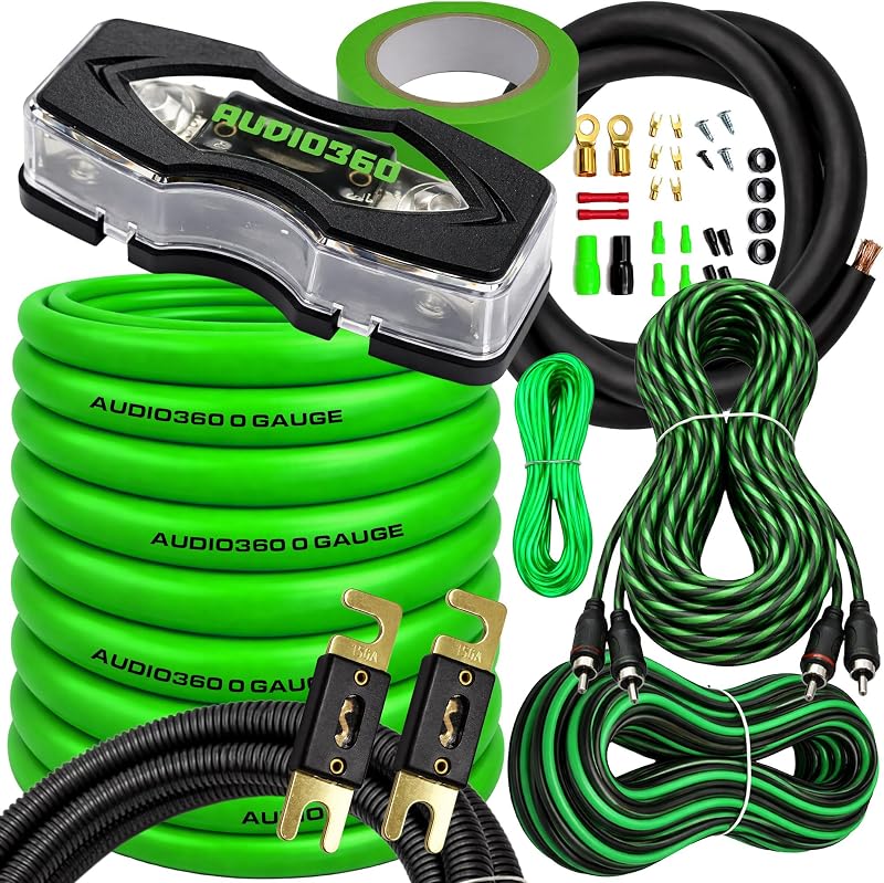 AD0C 0 Gauge Amplifier Wiring Kit - True Spec 0 AWG Power Cable, ANL Fuse Holder (200A & 250A), 17 ft Installation Kit with RCA, Ground, Speaker & Remote Wire - Universal Compatibility