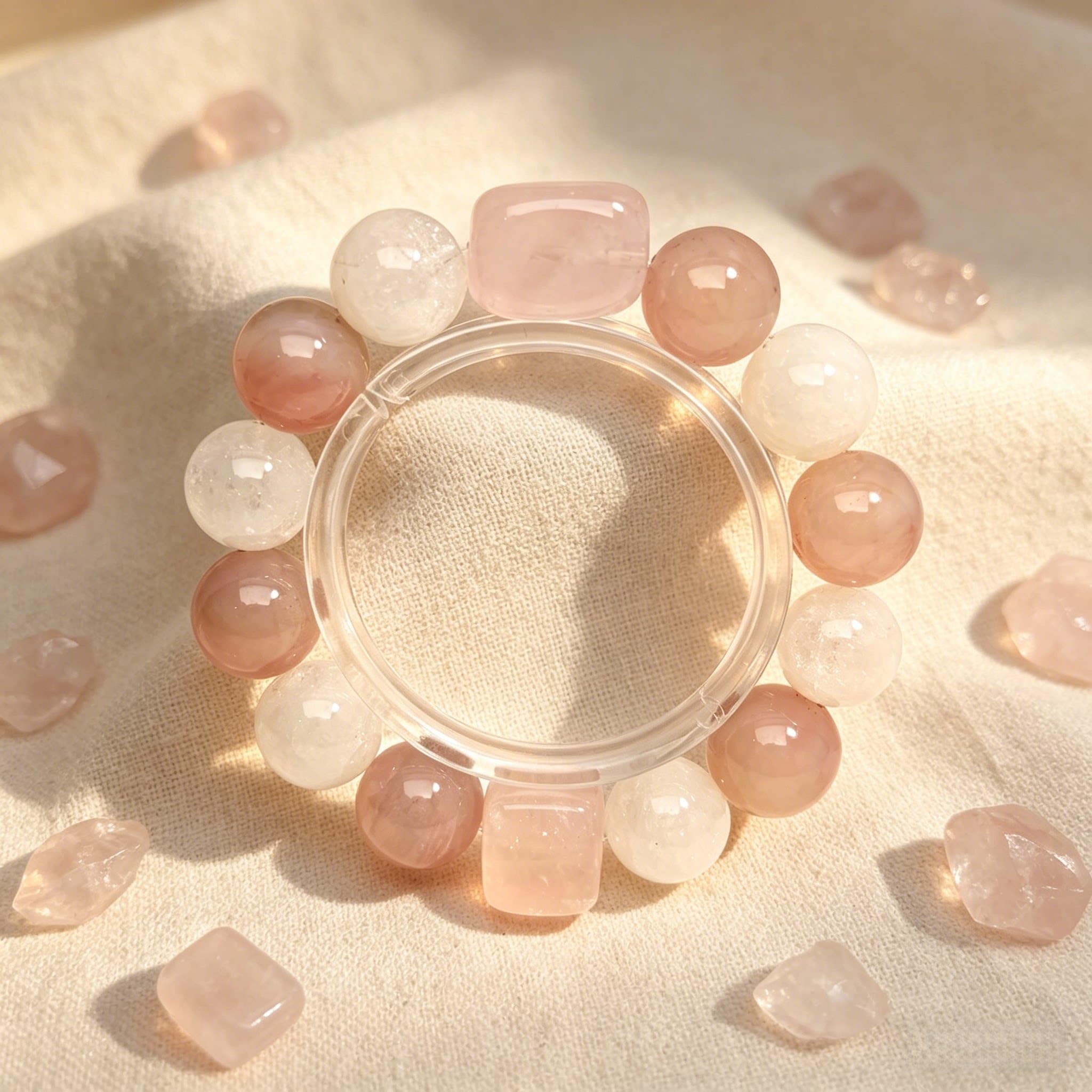 Bracciale Pietra Naturale Bracciale di Cristallo Personalizzato per Le Donne, Naturale Rose Quartz Perline Gioielli Fatti A Mano