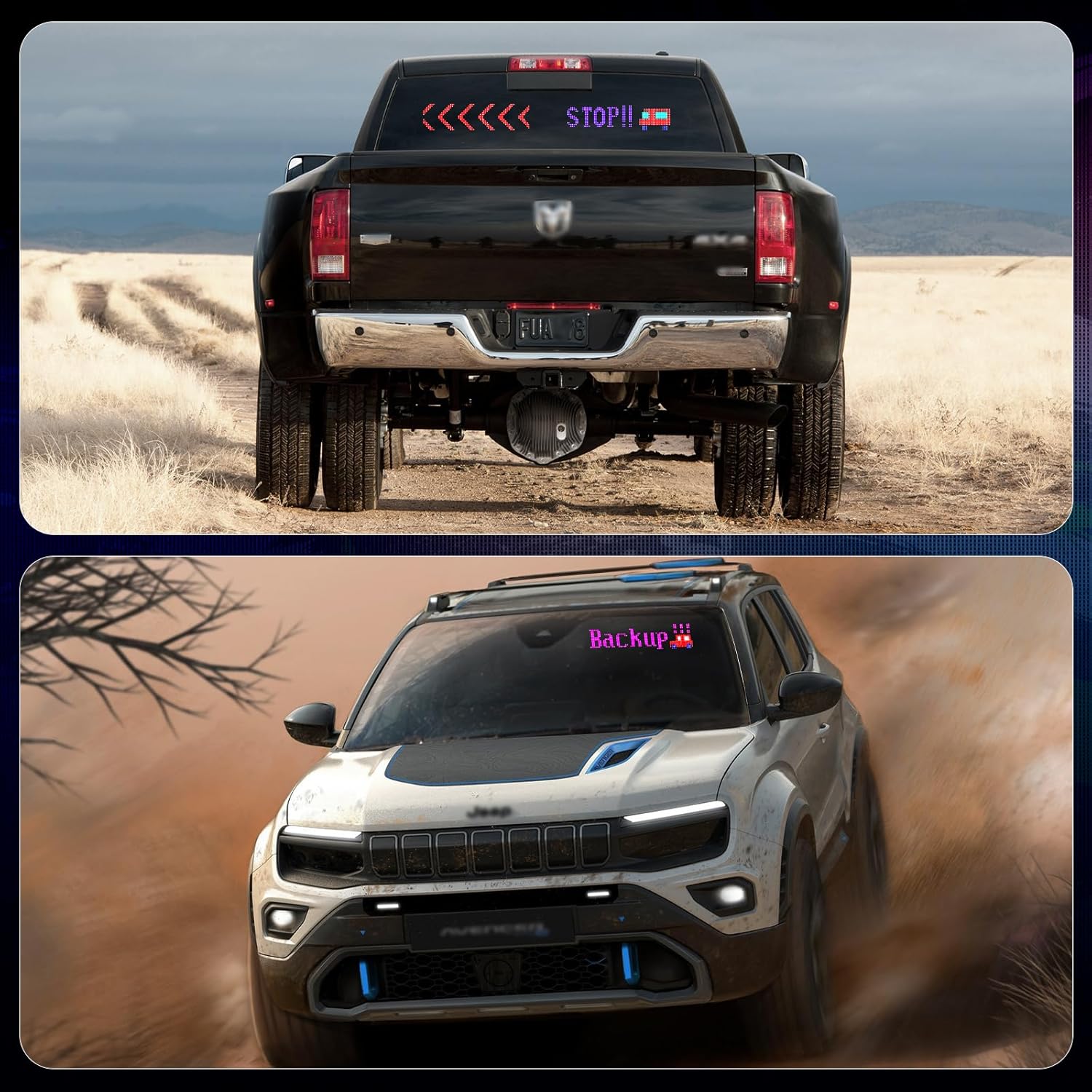 LED Eyes for Truck Windshield | Programmable Devil Eyes Light for Cars | Bluetooth APP Control | Can Edit Text/Graffiti/Animations