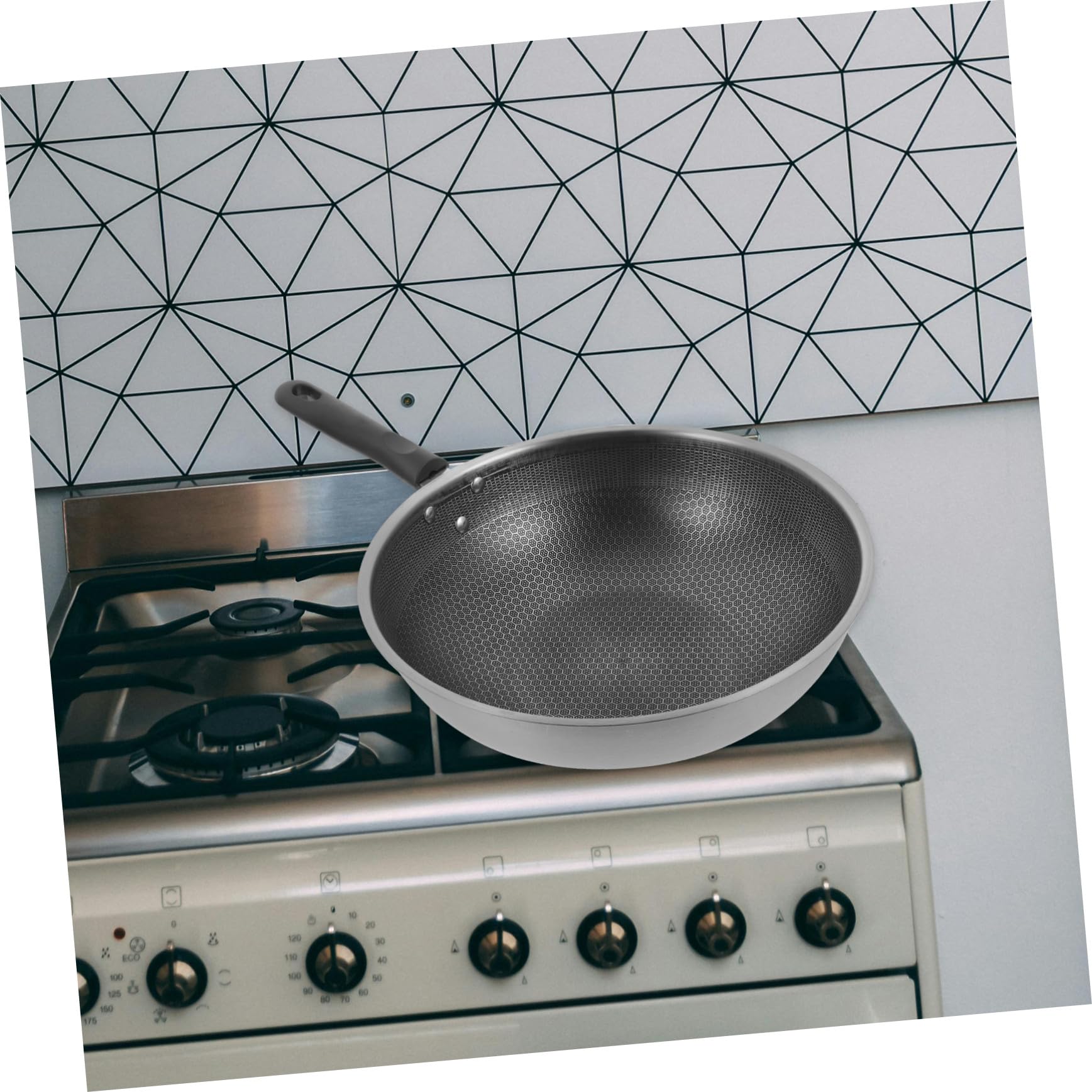Hemobllo Padella in Acciaio Inox 32 Cm a Nido D’ape Antiaderente Manico Ergonomico, Leggera e Resistente, Adatta a Piani Cottura Gas, Elettrici e Induzione Per Uso Domestico Quotidiano