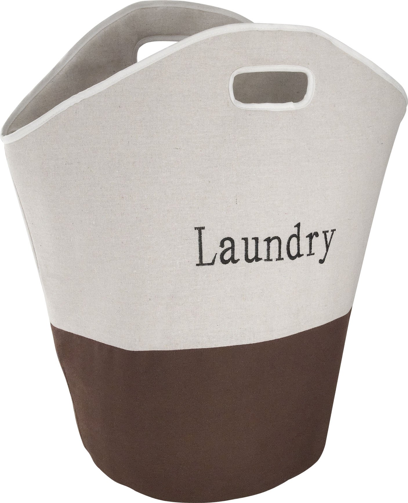 Sanwood 1010038 Wäschetasche Frida gepolstert mit Beschriftung, Wäschesammler aus Polyester und Baumwolle, Stoff, Mocca, 60.0 x 60.0 x 53.0 cm :