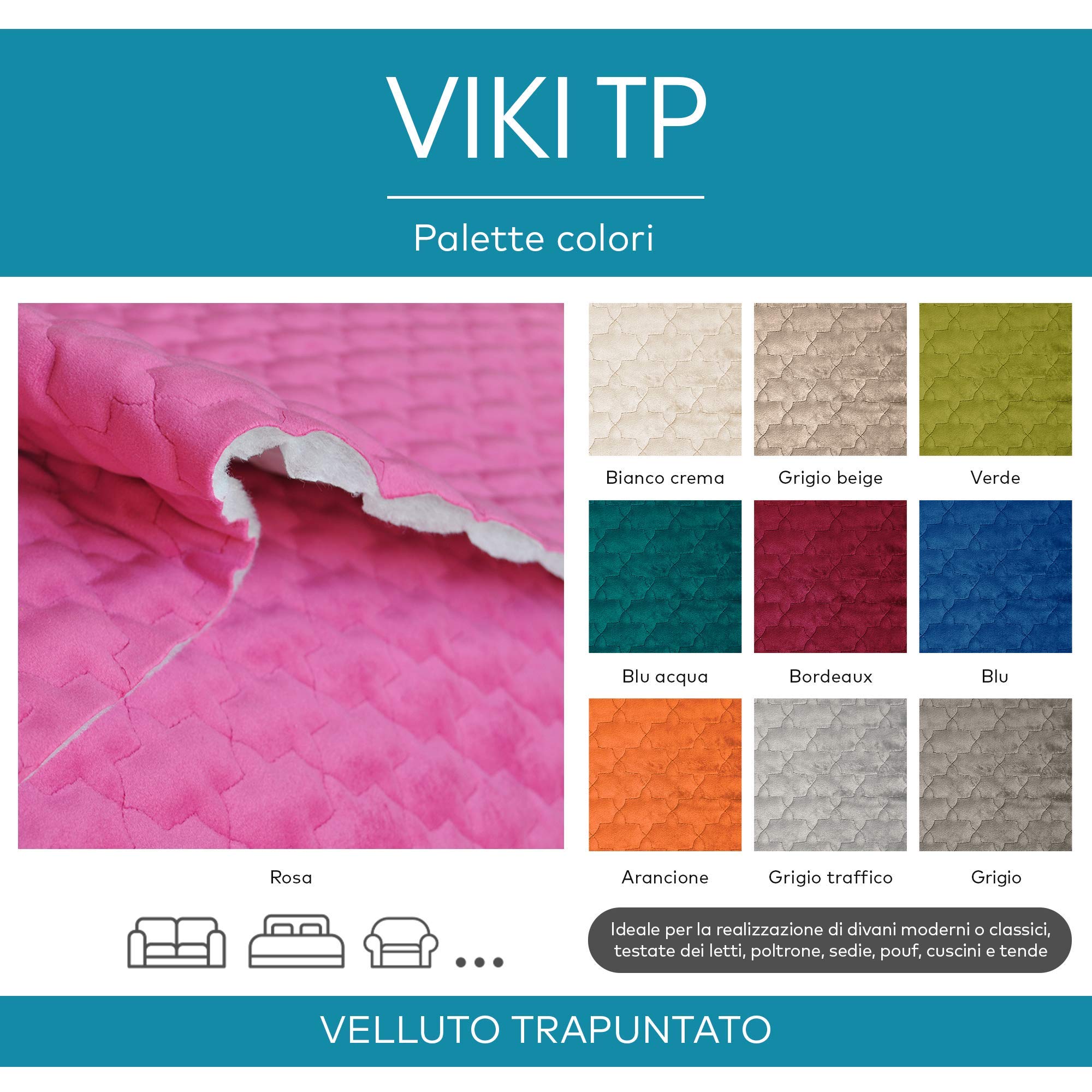 Deshome Viki TP – Tejido al metro de terciopelo acolchado altura 140 cm para cojines de sofá o sillas naranja 10 metros
