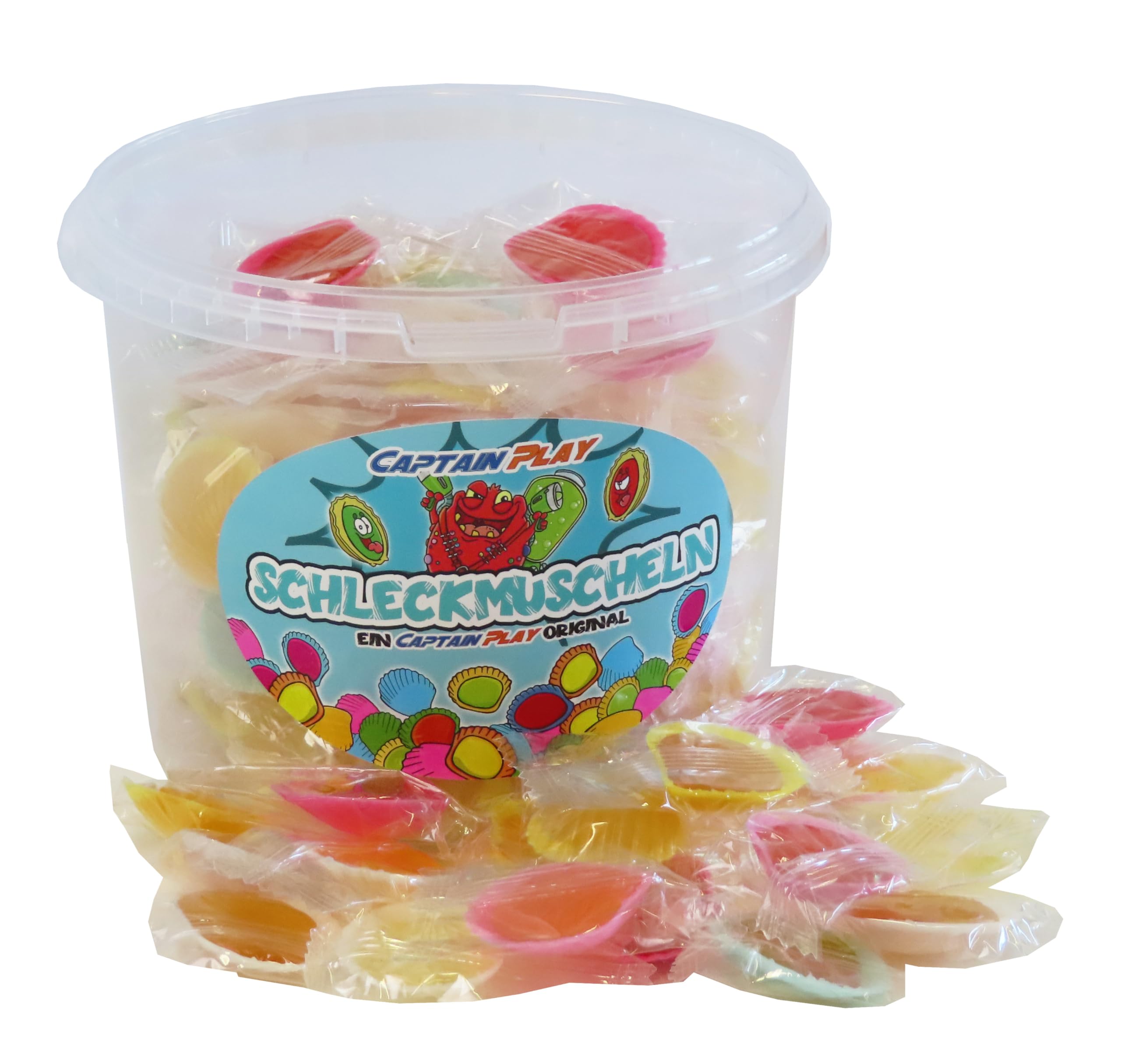 CAPTAIN PLAY Lecca-Lecca Conchiglia, Gusto Frutta - circa 100 Pezzi in Mini Bustine, Dolci Retrò, 1kg Candy Grabber Edition