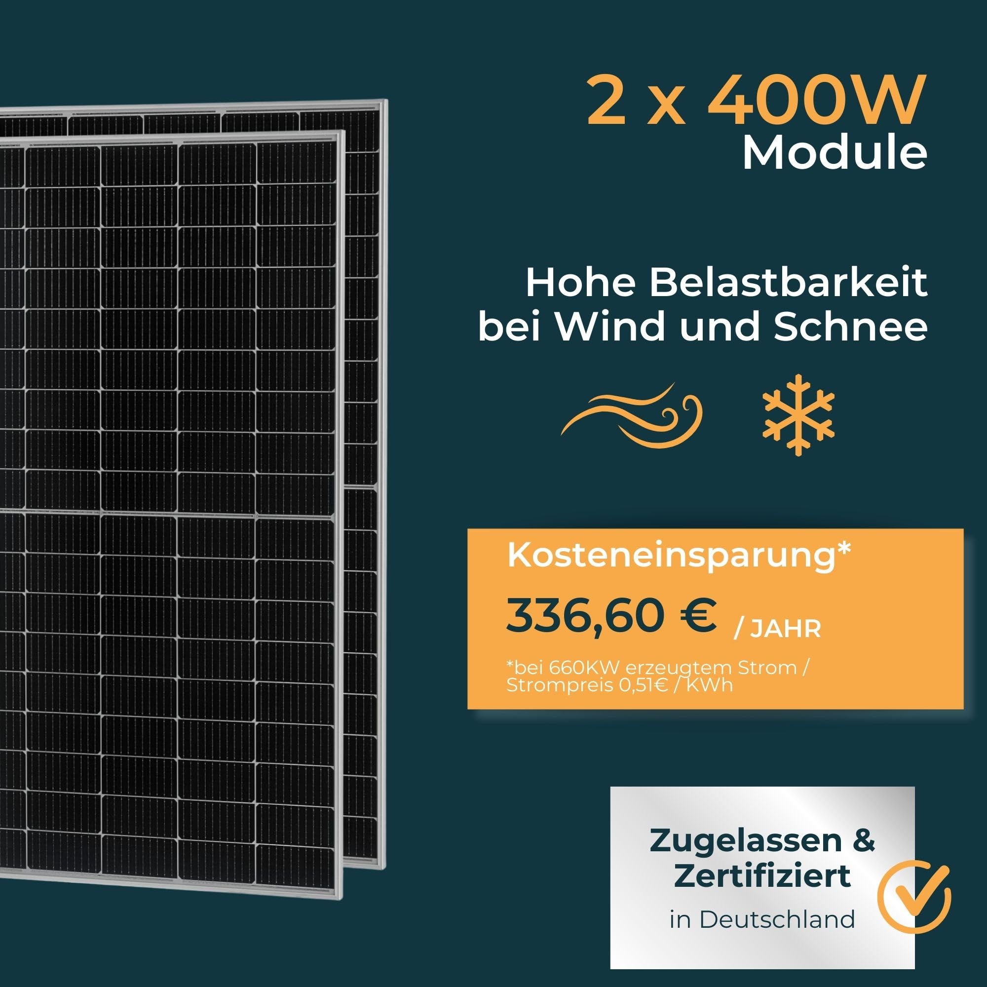 pro.tec Balkonkraftwerk Brusson 800W Solaranlage mit Wechselrichter mit App und WiFi 10m Kabel Komplettset mit 2x400W Solarmodulen Photovoltaik Plug+Play