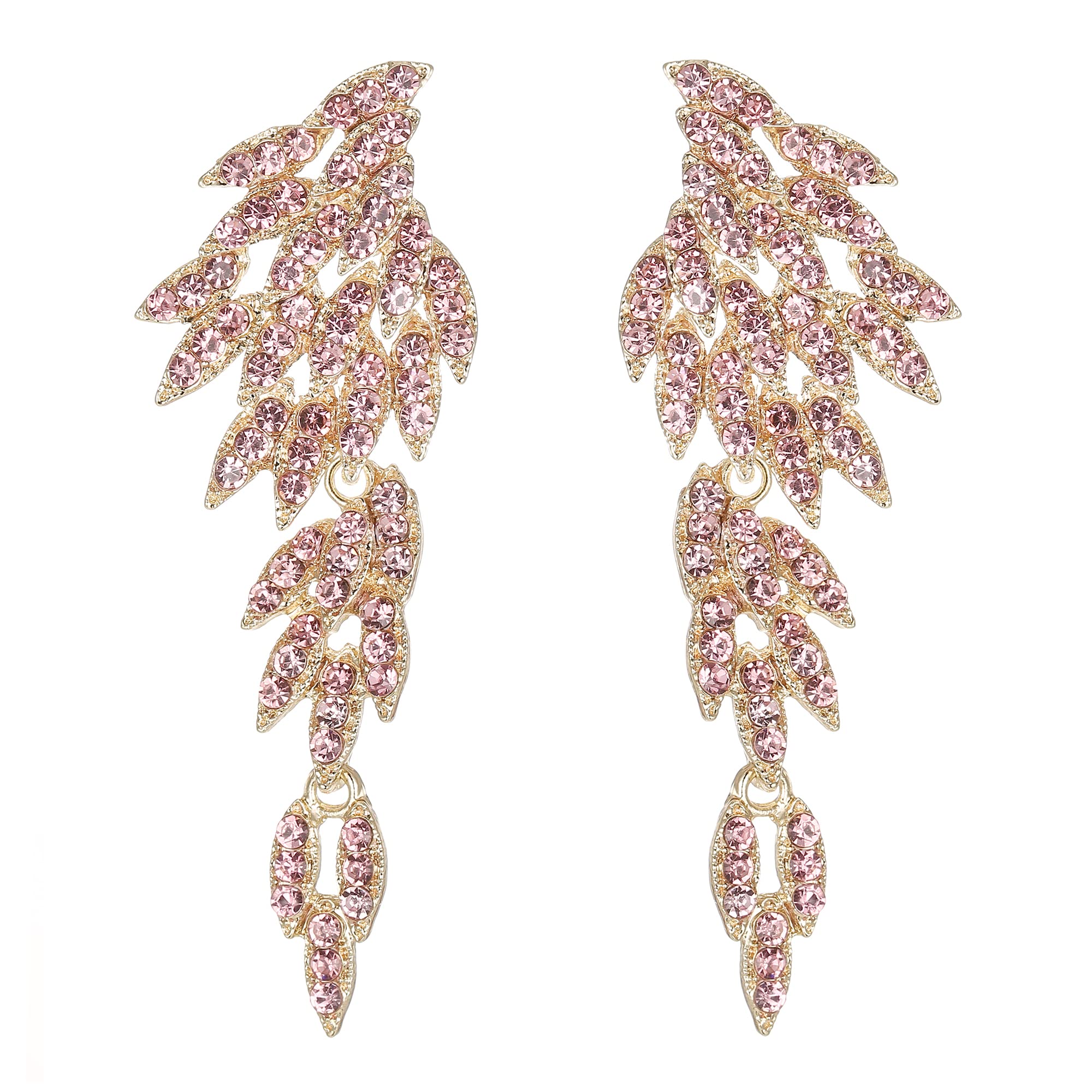 Clearine Pendientes de Mujer- Clearine Art Deco Racimo de Hojas de Ala de Ángel Aretes Llamativos Araña Colgante Pendientes Largos de Gota Regalo