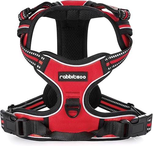Vista 410 de rabbitgoo - Arnés antitirones para perro grande, con 2 aros para correa, acolchado suave, ajustable, tela Oxford, reflejante, no asfixia, chaleco