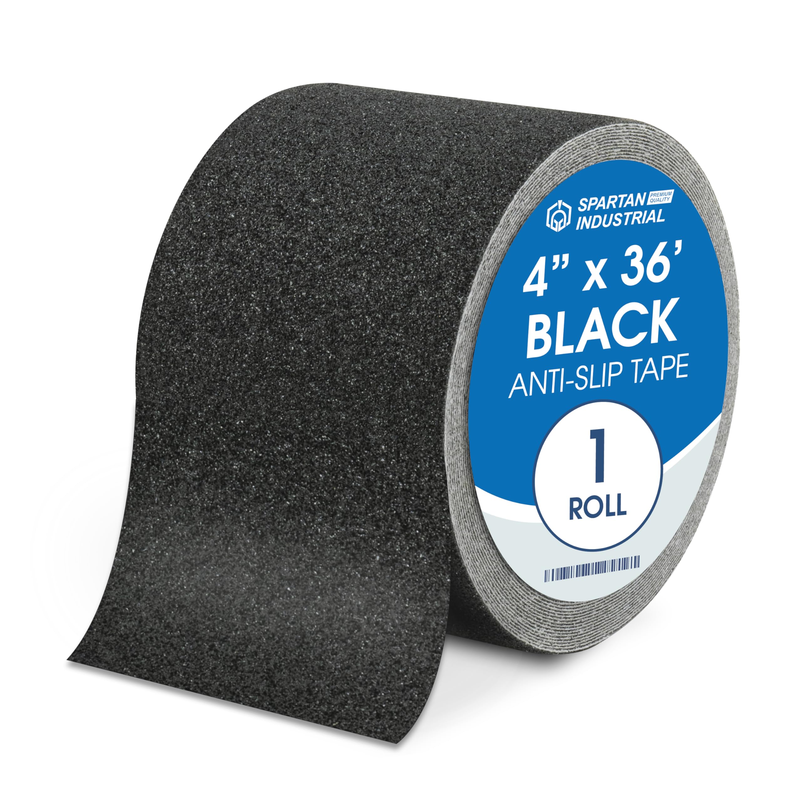 Spartan Industrial - 4" X 36' Black Non-Skid Tape Roll - Non-Slip Tape for Outdoor Steps, Skateboards, and More Surfaces