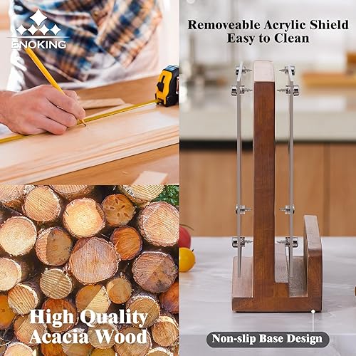 Miniatura 4 de ENOKING Bloque magnético para cuchillos con escudo acrílico de 12 x 9 pulgadas, soporte para cuchillos de cocina de doble cara sin cuchillos,