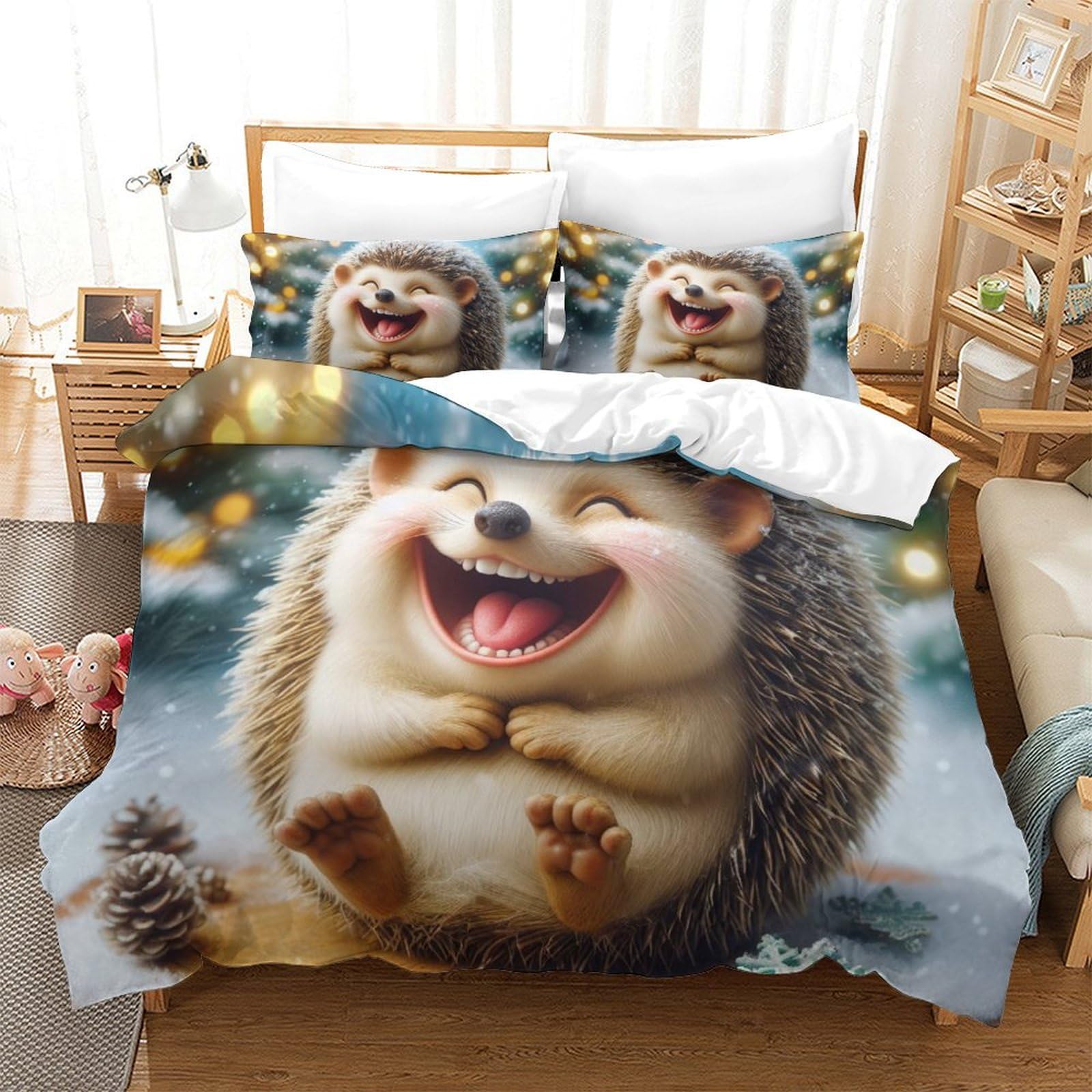 Housse de couette pour adolescents lit super king à motif animaux 3D