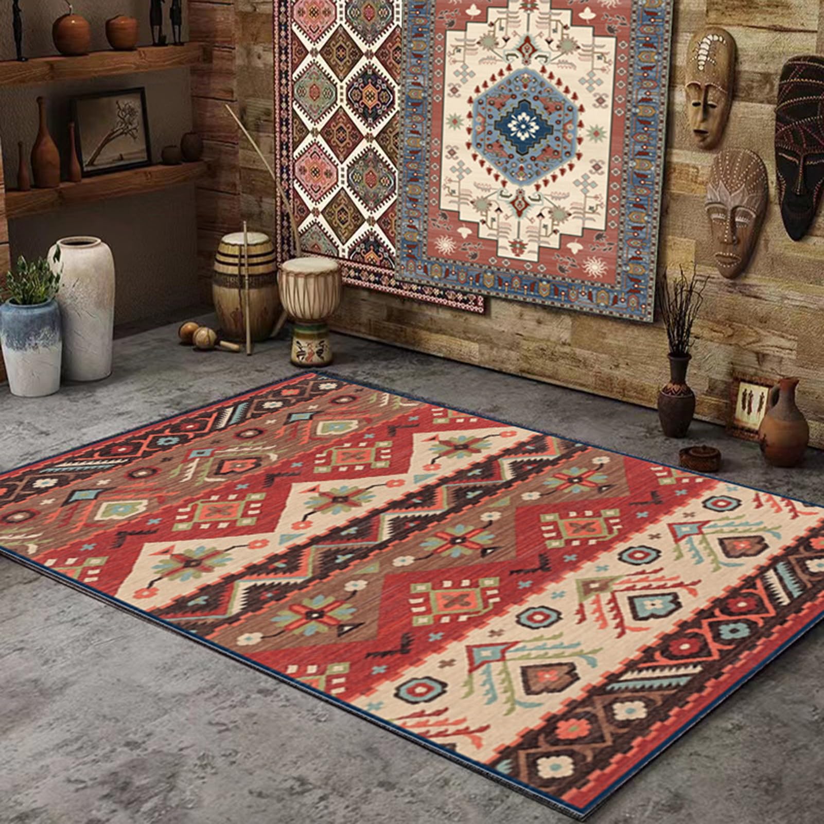 HGTRH Outdoor Patio Rug Waterproof Non Slip Washable, Rugs Outdoor Waterproof 5x7, Crystal Velvet Outdoor Carpet Tiles for Patio Portable Camping RV Rug Indoor Outdoor Area Rug for Porch Balcony