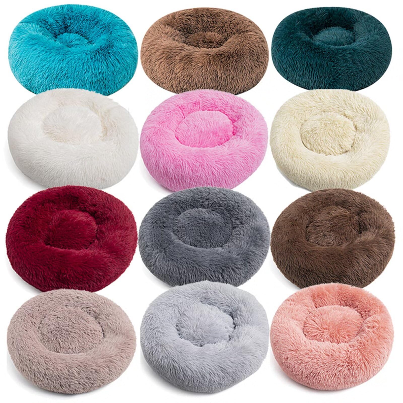 Cama para perros Cama para mascotas suave perro cuna de Donut Cama nido de peluche redonda para gato y perro 90 x 90 x 20 cm verde