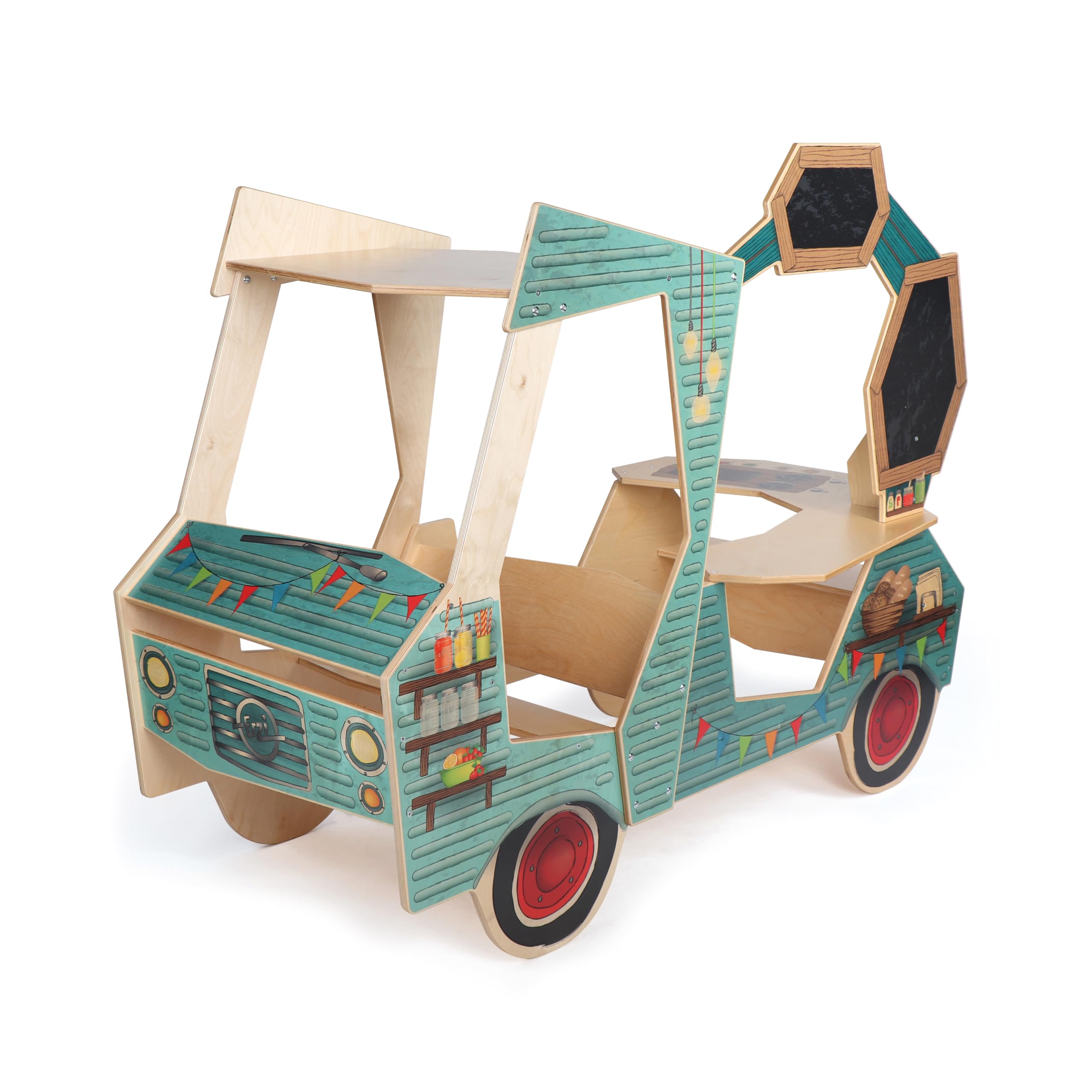 Erzi 10046 Foodtruck aus Holz, Kaufladenspielzeug für Kinder | Kaufmannsladen, Rollenspiele, Kreative Spielwelten gestalten